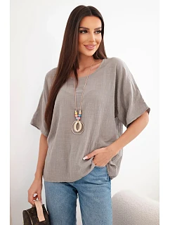 Dámská bavlněná oversize halenka s krátkým rukávem fango