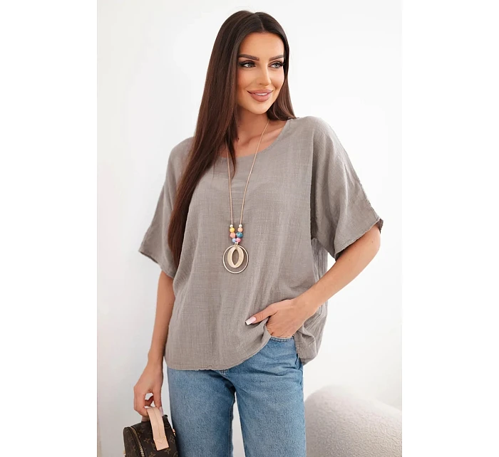 Dámská bavlněná oversize halenka s krátkým rukávem fango Dámská bavlněná oversize halenka s krátkým rukávem fango