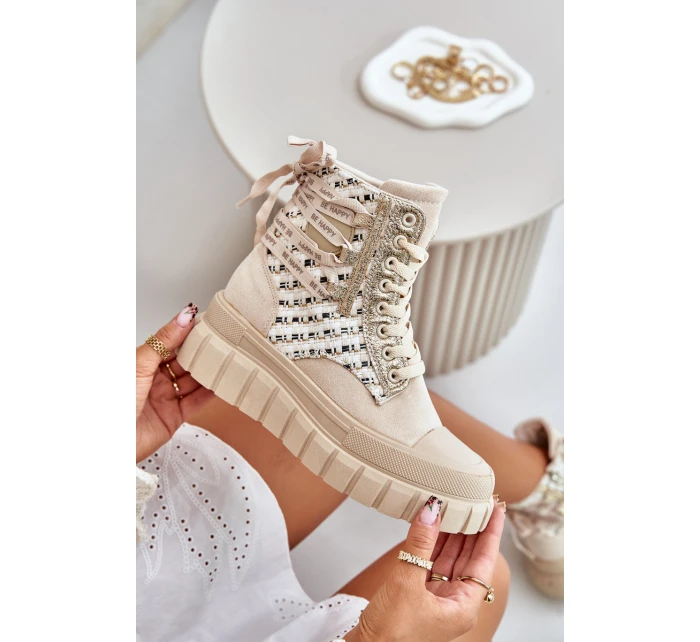 Vysoké Dámské Tenisky Na Masivní Platformě Světle Béžové Kernia Vysoké Dámské Tenisky Na Masivní Platformě Světle Béžové Kernia