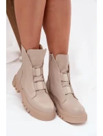 Zateplené boty worker pro ženy na zip z eko kůže světle béžové Mailyra Zateplené boty worker pro ženy na zip z eko kůže světle béžové Mailyra