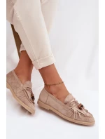 Dámské mokasíny s třásněmi a korálky Béžové Teressa Dámské mokasíny s třásněmi a korálky Béžové Teressa