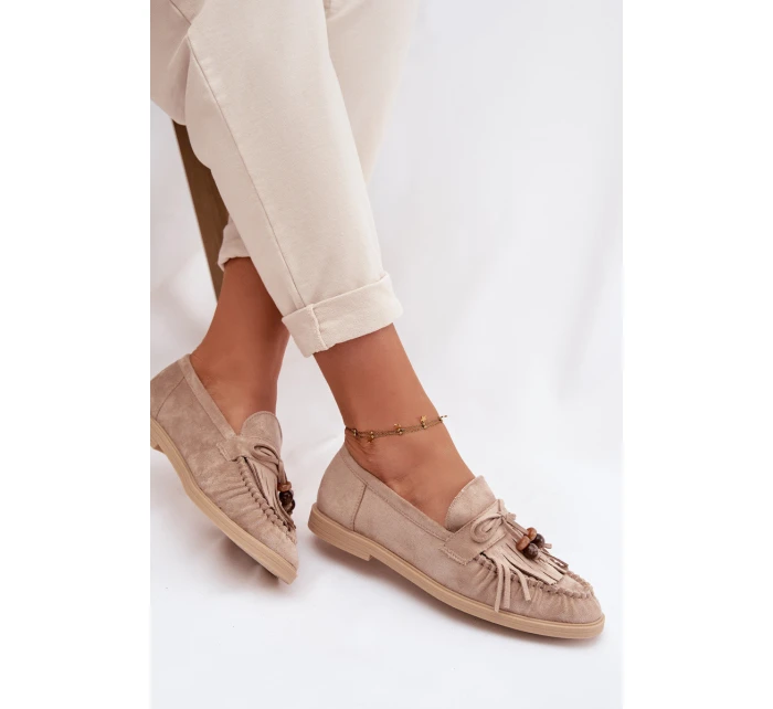 Dámské mokasíny s třásněmi a korálky Béžové Teressa Dámské mokasíny s třásněmi a korálky Béžové Teressa