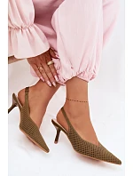 Dámské sandály z síťovaného materiálu na jehle Zelená Emiliana Dámské sandály z síťovaného materiálu na jehle Zelená Emiliana