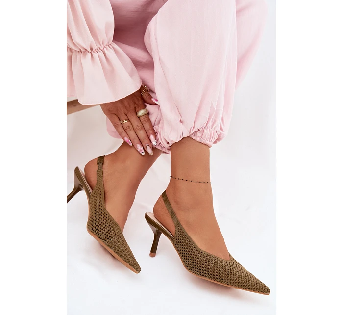 Dámské sandály z síťovaného materiálu na jehle Zelená Emiliana Dámské sandály z síťovaného materiálu na jehle Zelená Emiliana