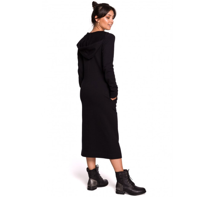 model 18002116 Maxi šaty s kapucí černé - BeWear