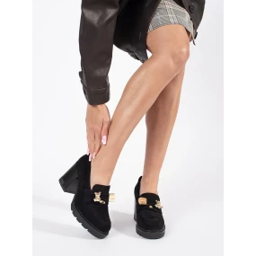 Exkluzívní dámské černé polobotky na širokém podpatku Exkluzívní dámské černé polobotky na širokém podpatku