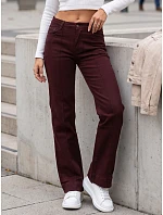 Dámské džíny s širokými nohavicemi a vysokým pasem, vínové, FashionStreet UY3090