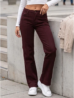 Dámské džíny s širokými nohavicemi a vysokým pasem, vínové, FashionStreet UY3090