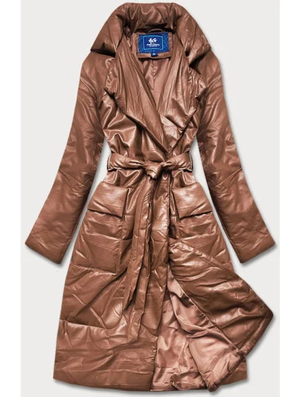 Hnědá oversize bunda z ekologické kůže model 17695043 - Ann Gissy