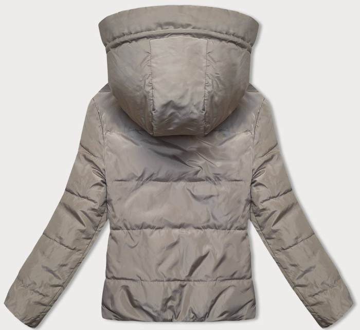 Khaki-béžová oboustranná krátká bunda s kapucí (B8181-11046)