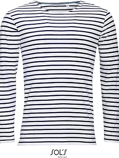 SOL'S Marine Men Pánské pruhované tričko s dlouhým rukávem 25.1402 white/navy