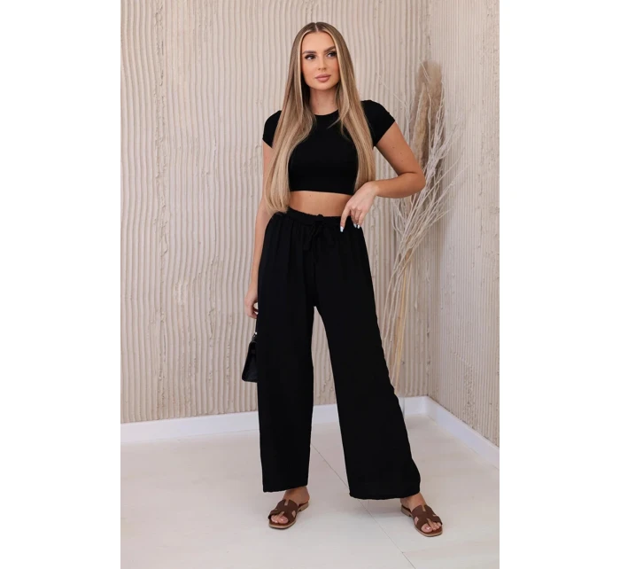 Kalhoty s širokým pasem černý