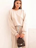 Dámský komplet máslový s volnou mikinou a kalhotami s nápisem LOVE béžový