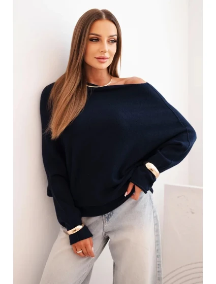 Dámský viskózový asymetrický svetr netopýří modrý