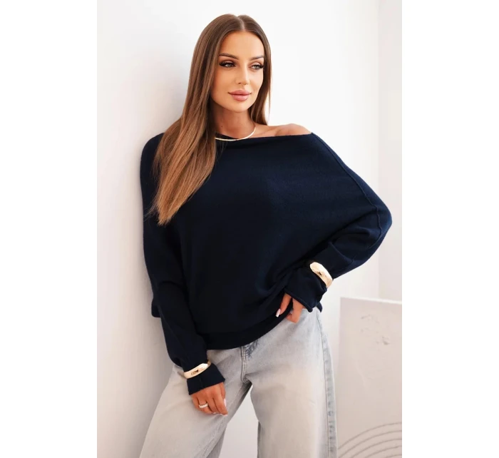 Dámský viskózový asymetrický svetr netopýří modrý