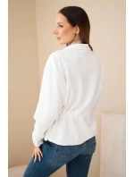 Dámská rozepínací mikina s model 21952011 a kapsami máslová ecru - K-Fashion Dámská rozepínací mikina s model 21952011 a kapsami máslová ecru - K-Fashion