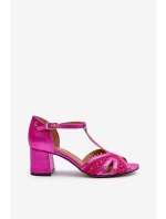 Dámské kožené sandály na podpatku model 21662564 - Maciejka