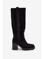 Dámské zimní kozačky na masivním podpatku černé model 21715035 - Boto Dámské zimní kozačky na masivním podpatku černé model 21715035 - Boto