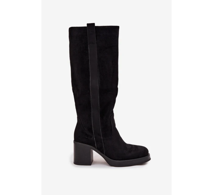 Dámské zimní kozačky na masivním podpatku černé model 21715035 - Boto Dámské zimní kozačky na masivním podpatku černé model 21715035 - Boto