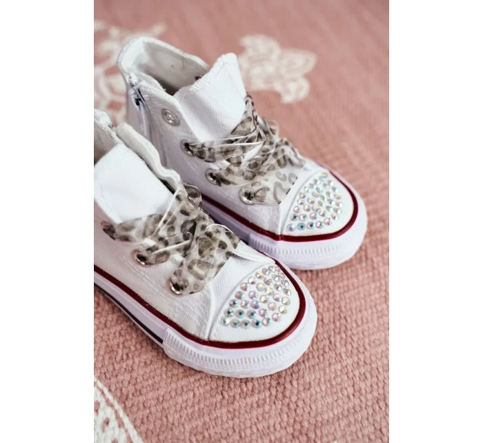 Dětské Tenisky Se Zirkony Bílé Smile