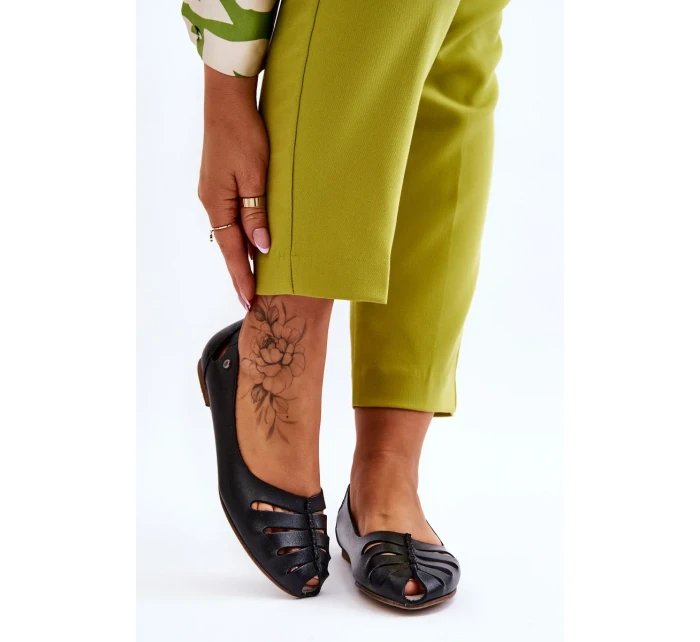 Pohodlné kožené dámské baleríny Černe Luka