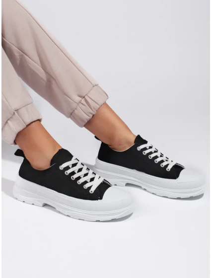 Stylové dámské černé tenisky bez podpatku Stylové dámské černé tenisky bez podpatku