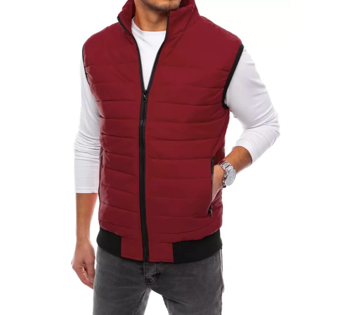 Pánská prošívaná vínová vesta FashionStreet TX4016