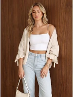 Kardigan damski oversize bez ecru model 22371841 - FashionStreet Kardigan damski oversize bez ecru model 22371841 - FashionStreet
