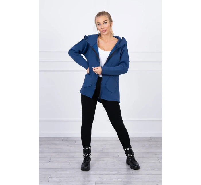 Zateplená mikina s delšími zády a kapsami z džínoviny