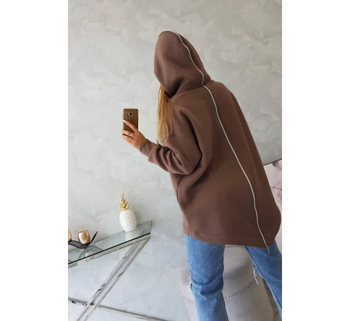 Zateplená mikina se zipem na zádech mocca