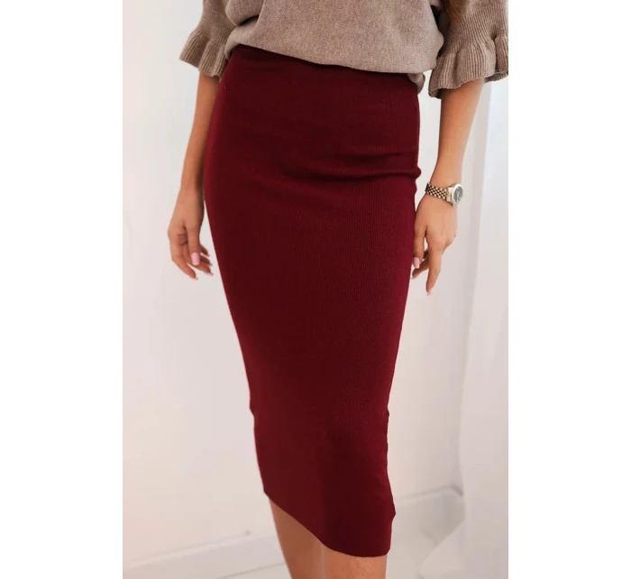 Dámská viskózová tužková sukně s elastickým pasem bordová