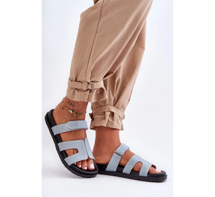 Kožené klasické žabky dámské na suchý zip hnědé model 21628572 - Boto