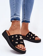 Dámské Semišové Pantofle S Připínáky Černé Vinceza 66741