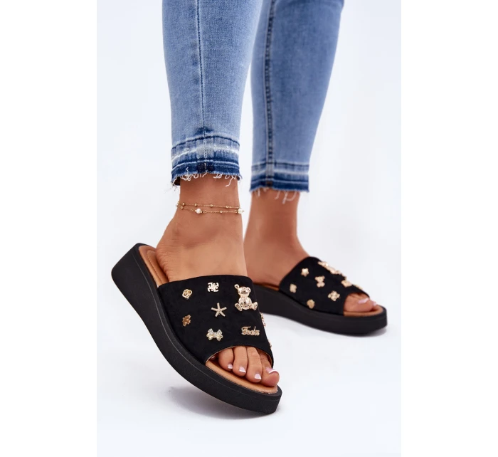 Dámské Semišové Pantofle S Černé model 21697722 - VINCEZA