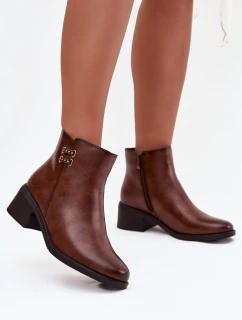 dámské kotníčkové boty na klínku hnědé model 21711943 - EVENTO