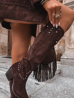 Dámské Kožené  S Dekorací Na Sloupku Čokoládové model 21715056 - Boto