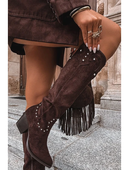 Dámské Kožené  S Dekorací Na Sloupku Čokoládové model 21715056 - Boto