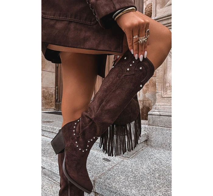 Dámské Kožené  S Dekorací Na Sloupku Čokoládové model 21715056 - Boto