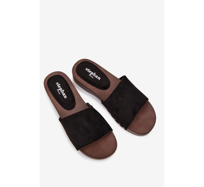 Dámské pantofle se zlatými sponami Černé Ferinna