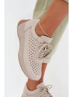 Kožené dámské tenisky s síťovinou model 22026520 šedé - SERGIO LEONE Kožené dámské tenisky s síťovinou model 22026520 šedé - SERGIO LEONE