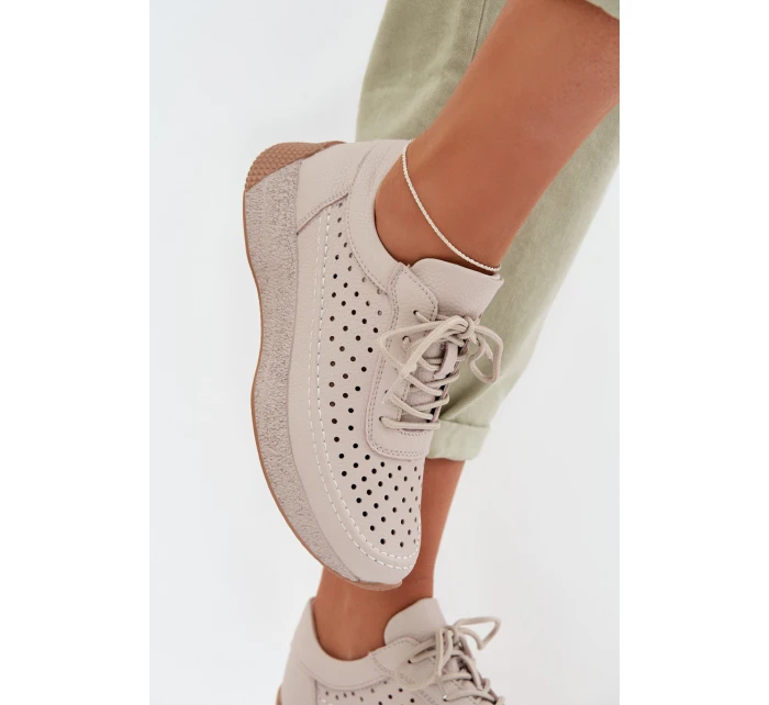 Kožené dámské tenisky s síťovinou model 22026520 šedé - SERGIO LEONE Kožené dámské tenisky s síťovinou model 22026520 šedé - SERGIO LEONE