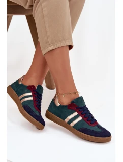 Dámské nízké semišové tenisky – lahvově zelené Zazoo