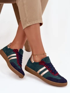 Dámské nízké semišové tenisky – lahvově zelené Zazoo