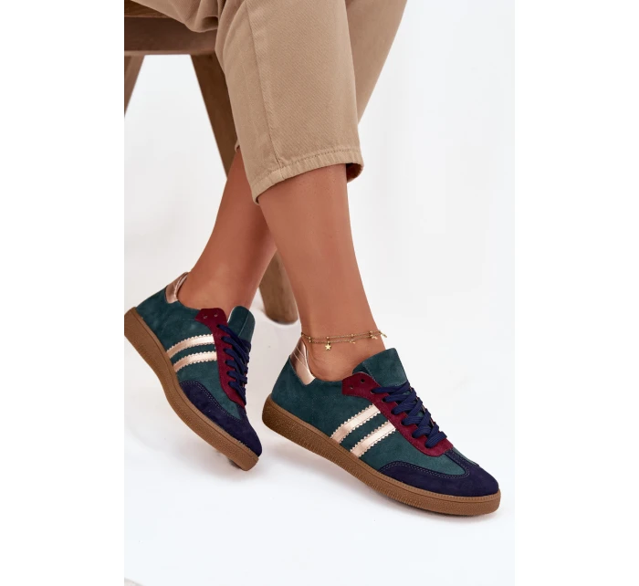 Dámské nízké semišové tenisky – lahvově zelené Zazoo Dámské nízké semišové tenisky – lahvově zelené Zazoo