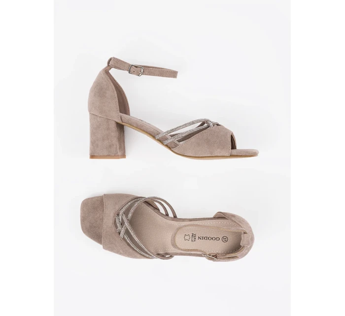 Luxusní dámské hnědé  lodičky na širokém podpatku