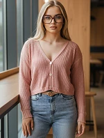 Dámský prolamovaný svetr GOFFY peach FashionStreet MY2279