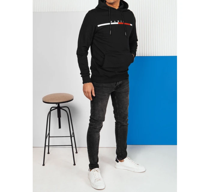 Pánská mikina s potiskem černá FashionStreet BX5731