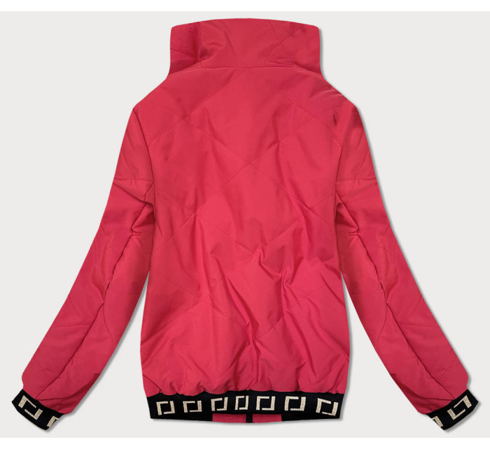 Krátká červená dámská bunda se stojáčkem (B8016-4)