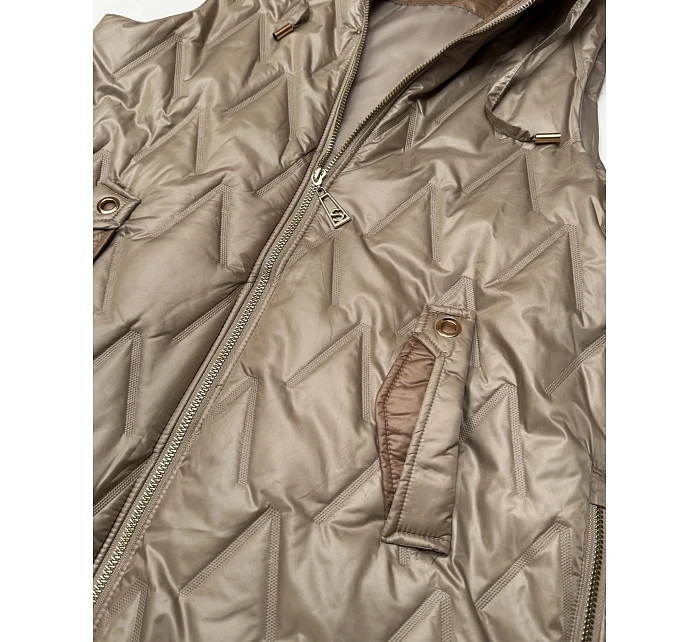 Dámská lehká vesta se zlatým zipem Goodlookin béžová (B8586/B8587-12)