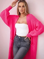 Svetr dlouhý kardigan růžový neonový
